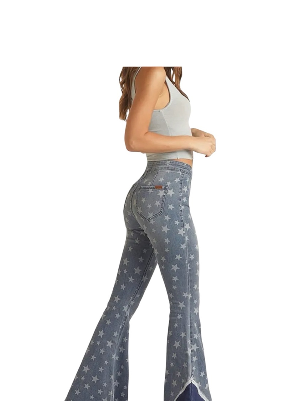 Rock n Roll Americana Star print denim bell bottom jeans - Picture 2 of 13